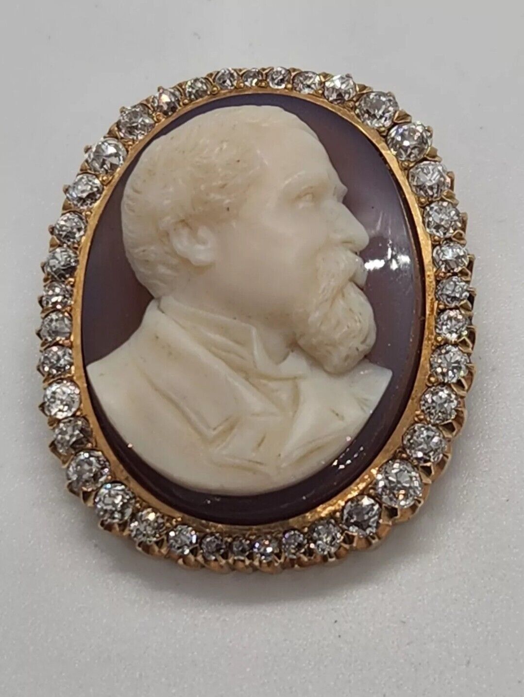 Antique Cameo Brooch Mint Condition 18kt Gold And Diamonds Edwardian Period