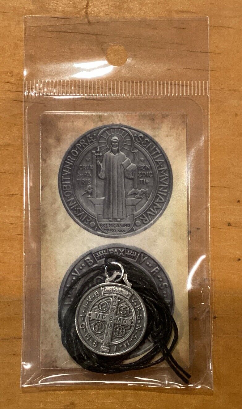 Medalla De San Benito Abad Con Estampita, St Benedict Medal And Holy Card