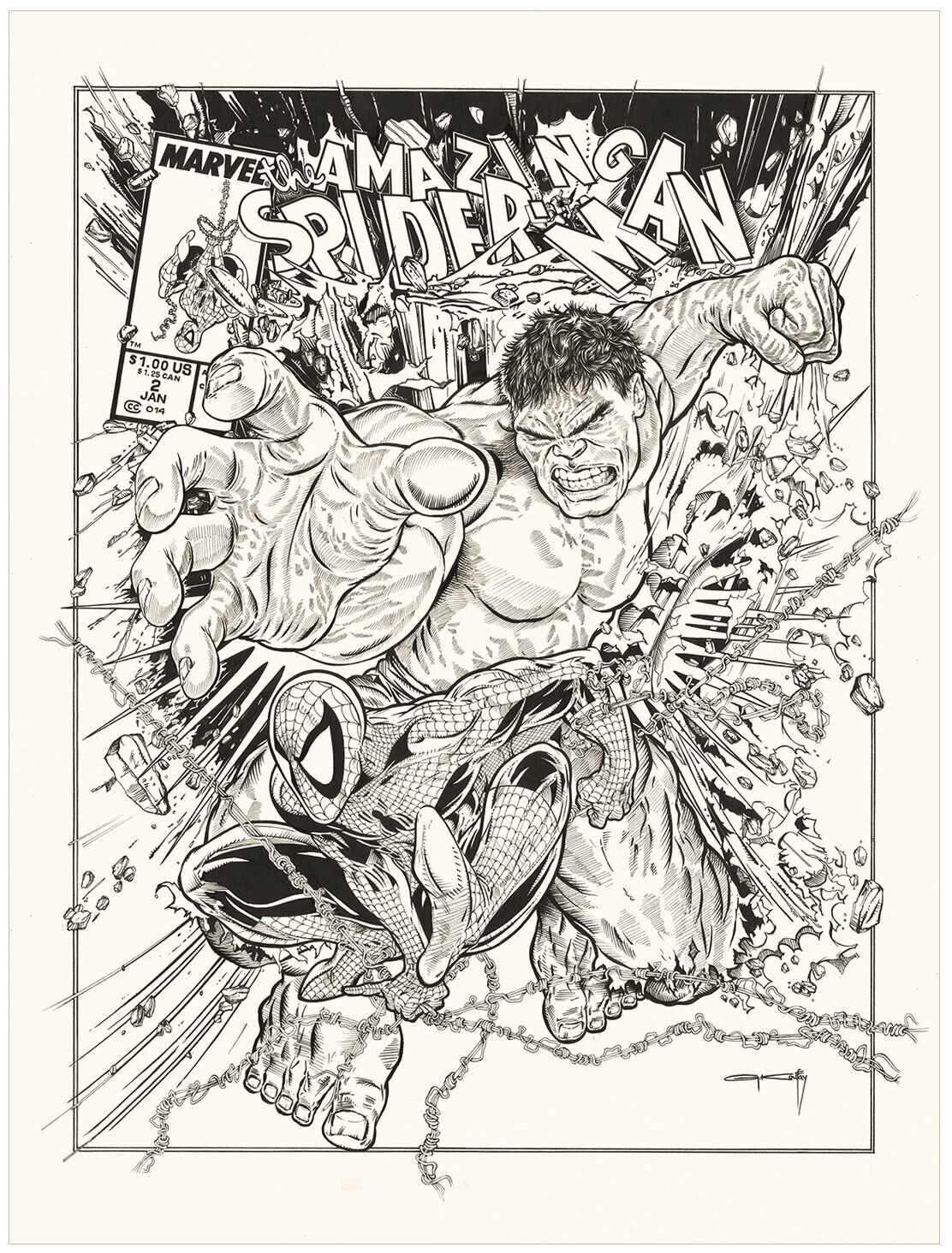 ⭐✅🇺🇸  Spider-Man vs The Incredible Hulk ORIGINAL ART by KOUFAY 19\