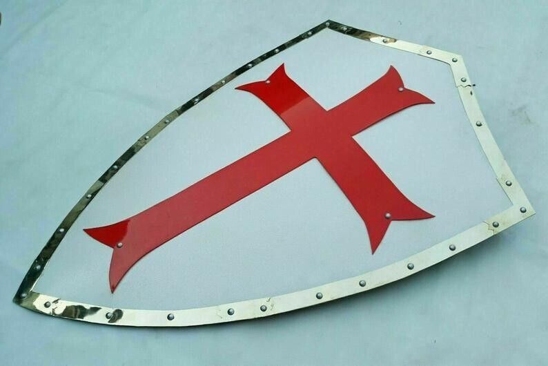 Medieval Red Cross Templar Shield Knight Armor Shield Battle Warrior Larp Shield