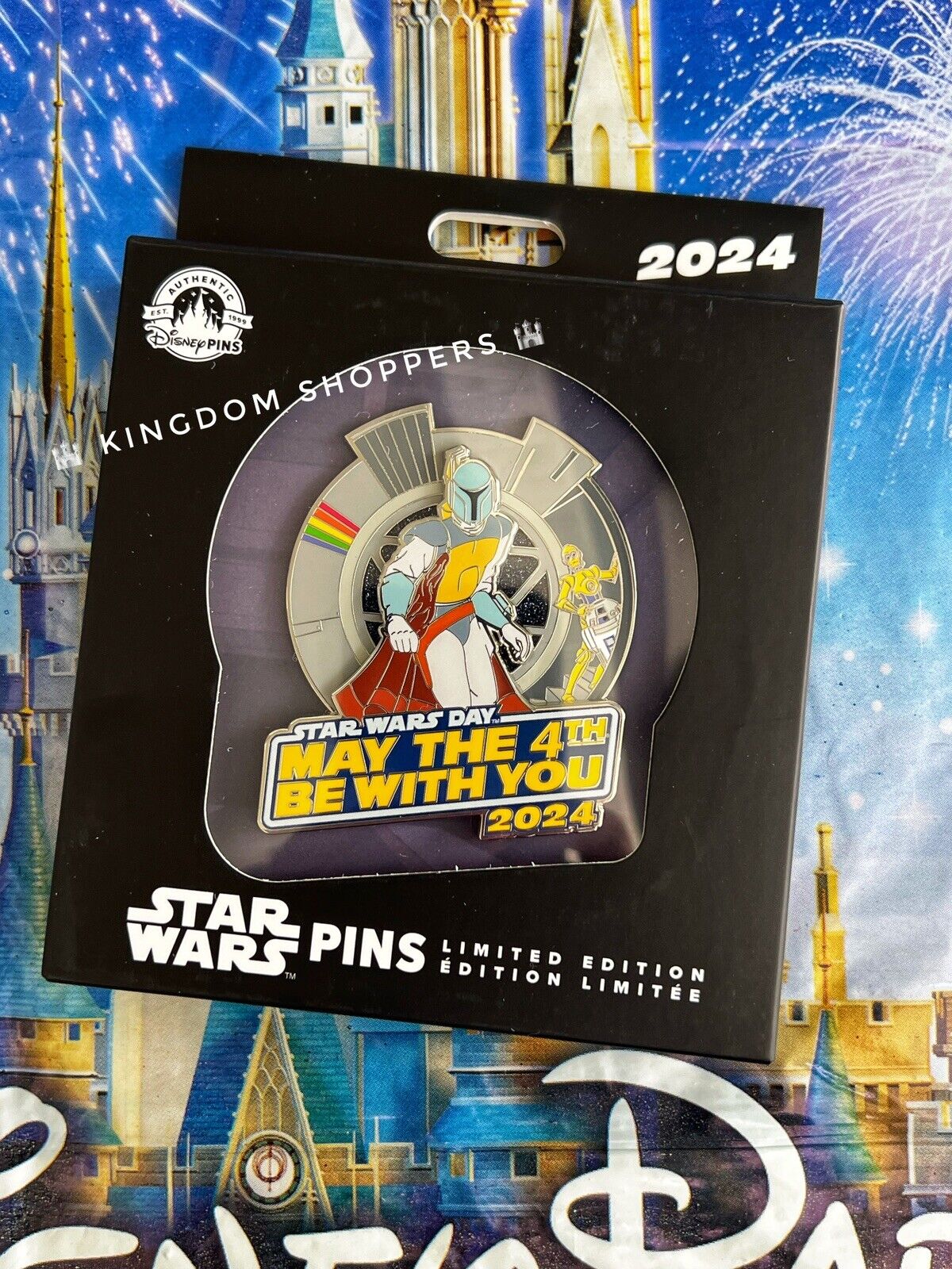 2024 Disney Parks Star Wars Boba Fett R2-D2 May the 4th Be With You Jumbo Pin LE