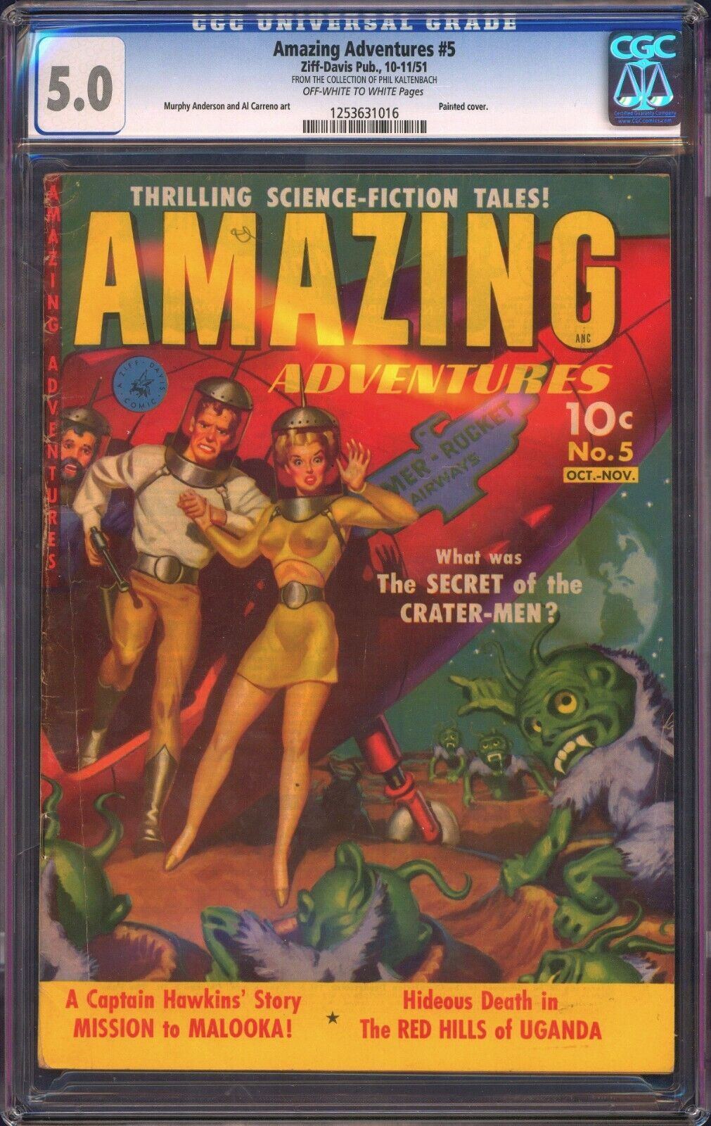 Amazing Adventures #5 CGC 5.0 Sci-Fi Golden Age Comic Painted Cov1951 Ziff Davis