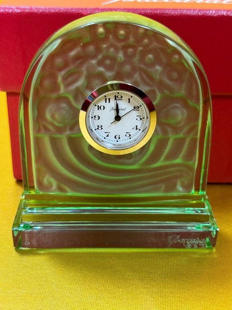Baccarat Crystal Rock table clock green