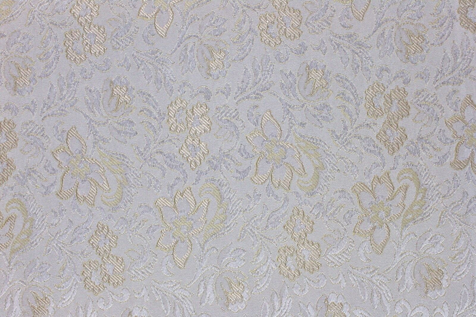 5 1/2 YDS BEIGE & CREAM BROCATELLE FABRIC Upholstery French Victorian Floral