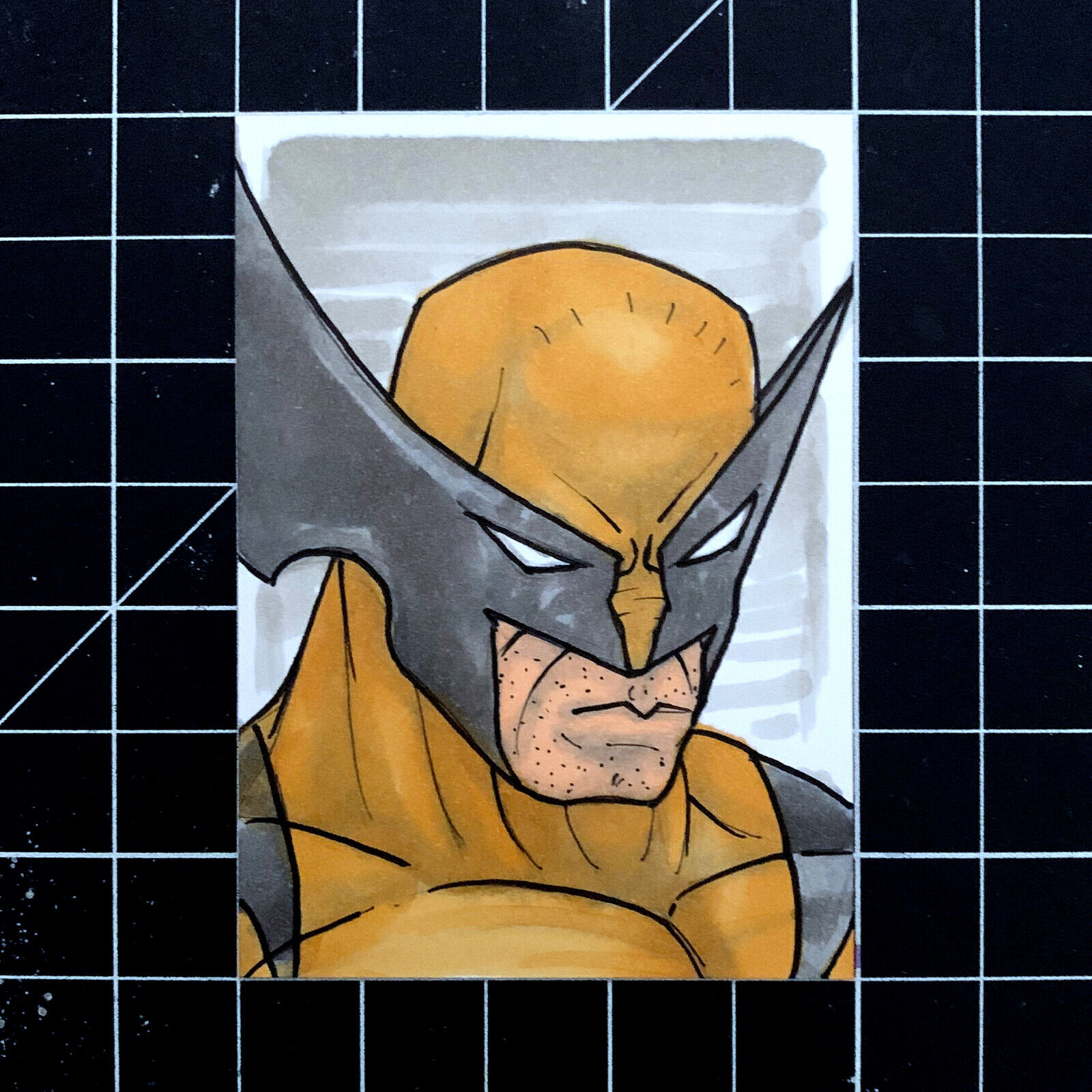 1 of 1 Extremely Rare Sketch Card of X-Men\'s Wolverine - Brown Costume Hot