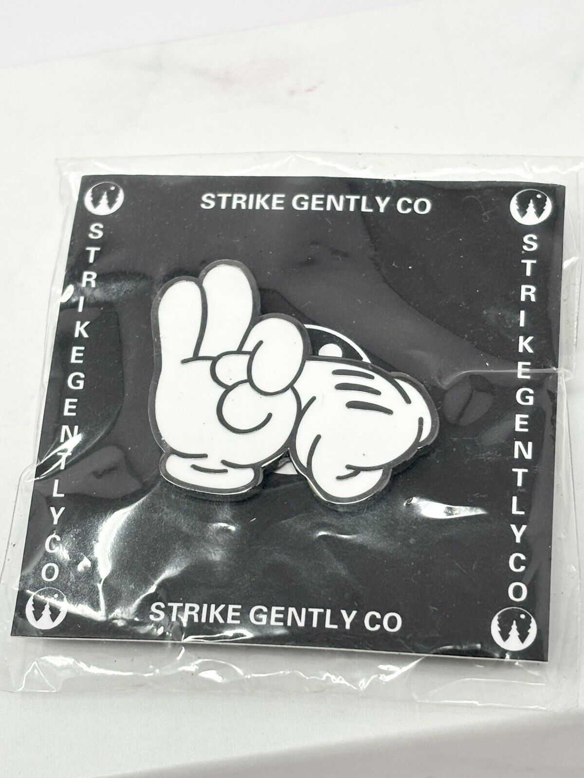 NEW Strike Gently Co Enamel Artist Pin Inappropriate Mickey Hands Gloves Sex