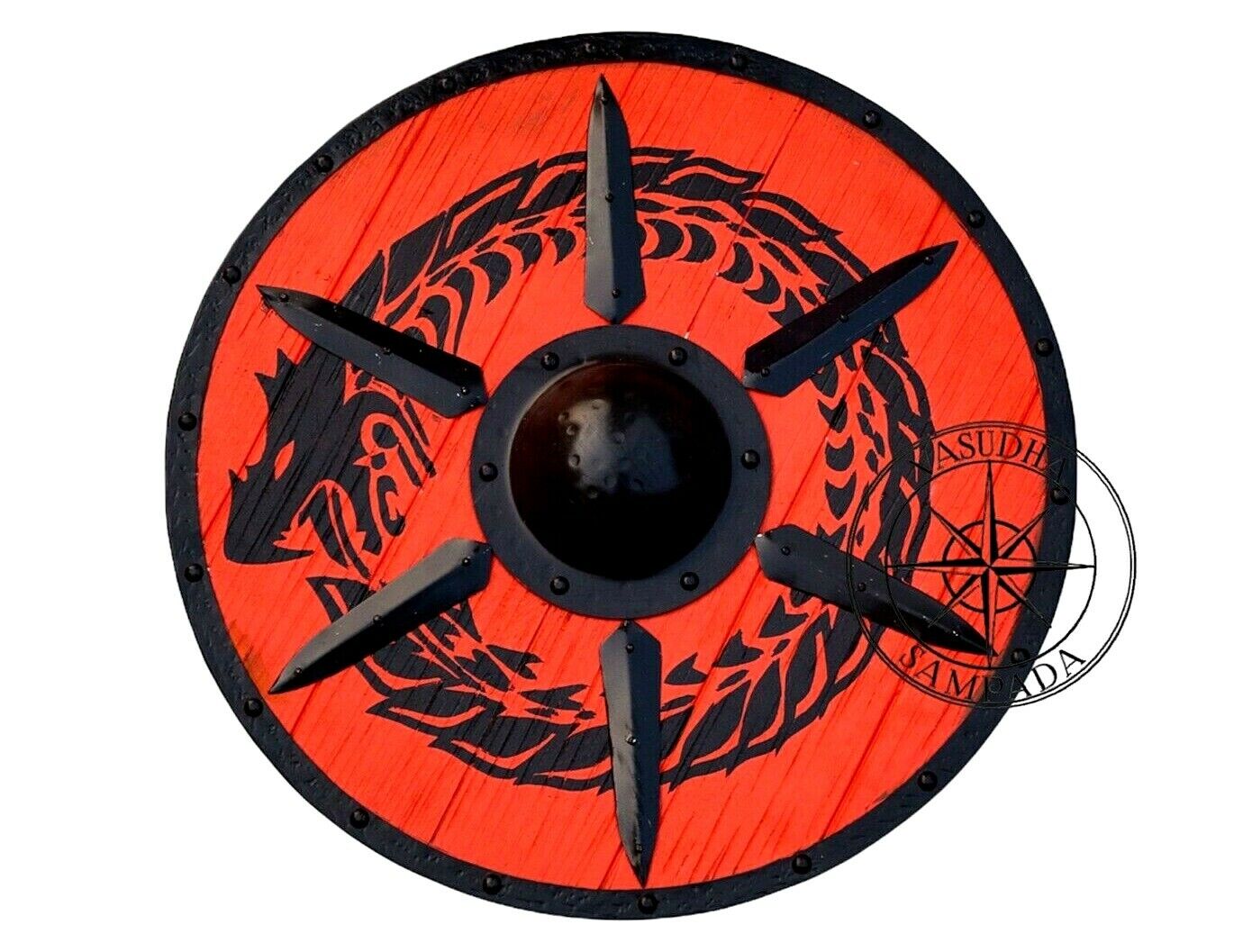 Round Medieval Warrior Wooden Shield & Steel Viking shield Armor Templar Shield