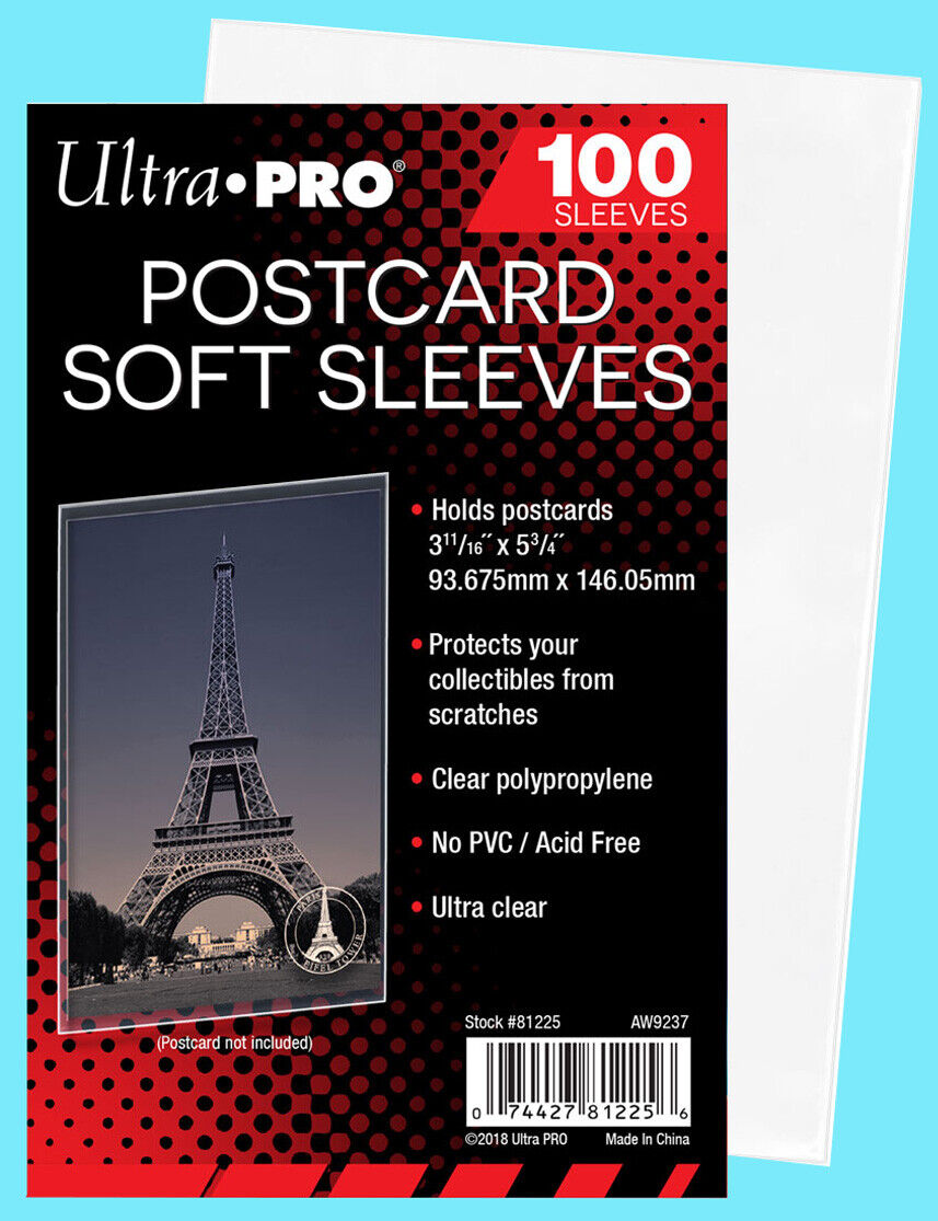 100 Ultra Pro Postcard Soft Sleeves Archival Safe Protective Collectible Storage