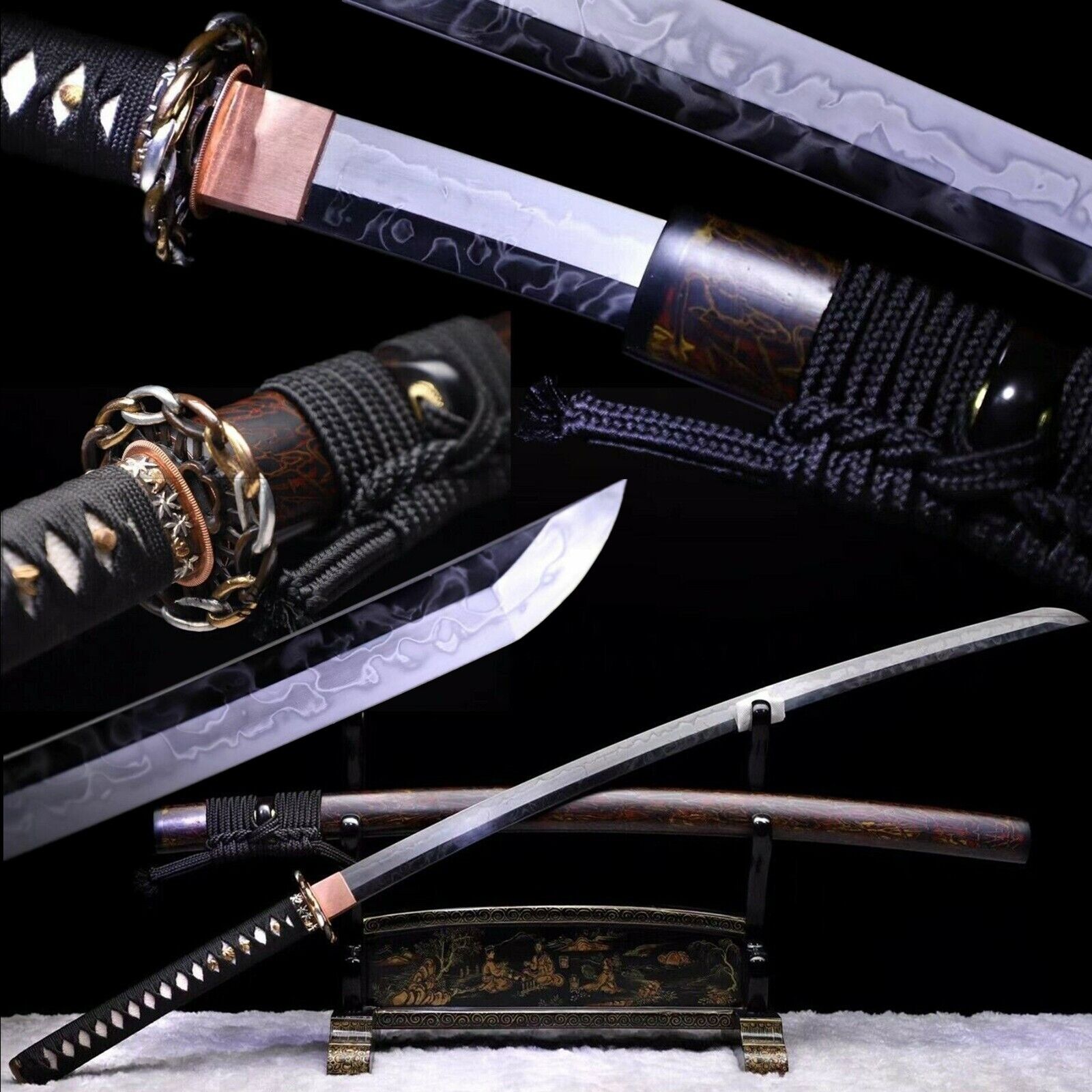 Top Hitatsura(皆烧) Hamon Clay Tempered L6 Steel Japanese Katana Samurai Sword
