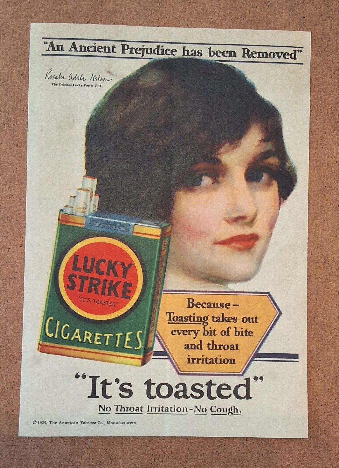 Lucky Strike Cigarettes It's Toasted - Rosalie Adele Nelson - 1929 Art Deco AD 