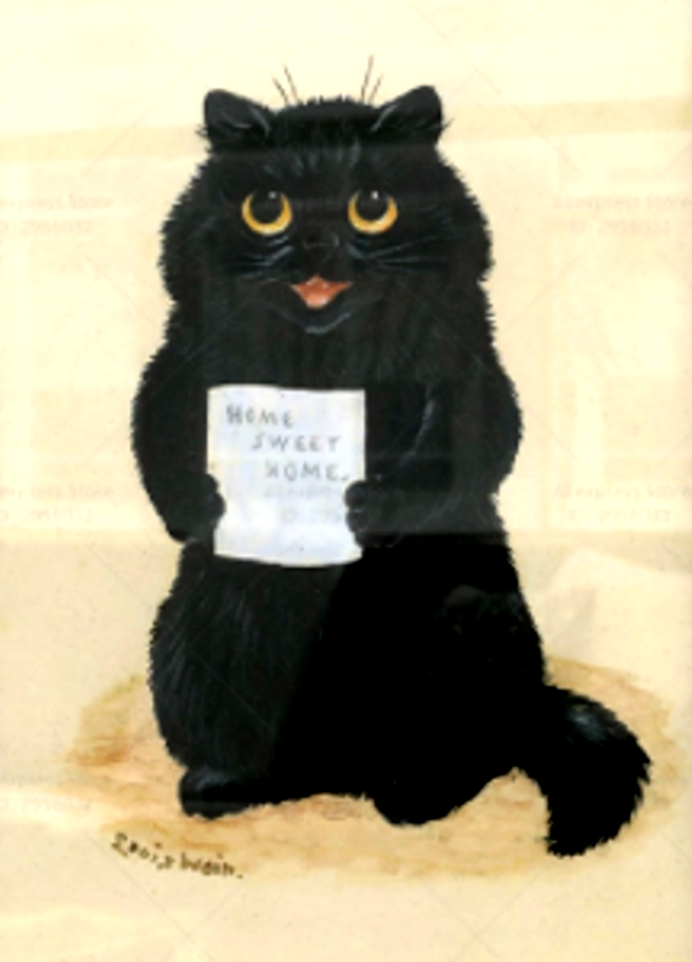 Louis William Wain Artist Postcard - HOME SWEET HOME (Black Cat)