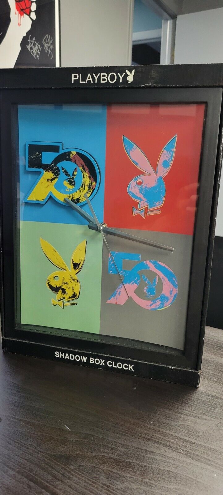 RARE 2003 Playboy Bunny 50th Anniversary Advertising Shadow Box Wall Clock