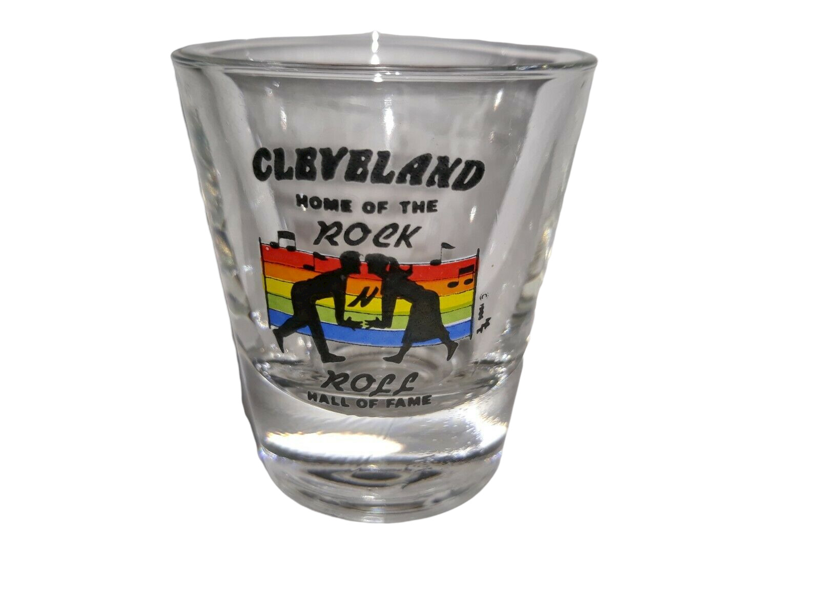 Home of the Rock & Roll Hall of Fame Cleveland Ohio Shot Glass Rainbow Flag 