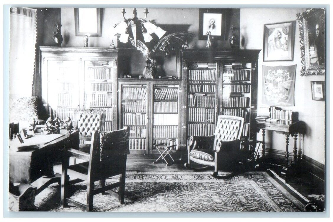c1950\'s William J. Bryan Fairview Interior Study Lincoln NE RPPC Photo Postcard