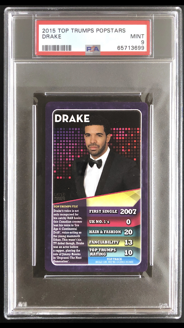 Drake 2015 Top Trumps Pop Stars PSA 9 Mint Pop 5 Music Entertainment