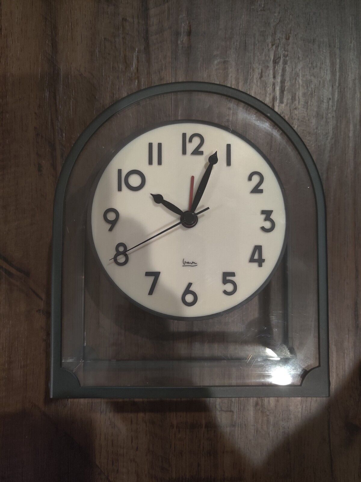 Pristine VTG Michael Graves Memphis Mantel/ Desk Clock Acrylic w Metal Frame