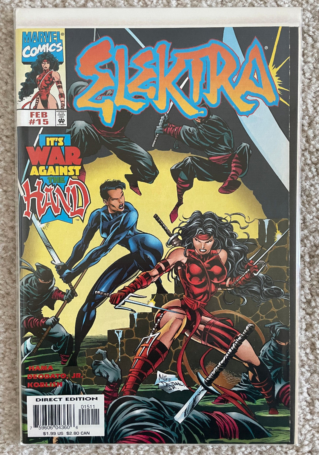 Elektra #15 Marvel February 1998 The Hand Mike Deodato Jr. 90s Vintage Vtg Hama