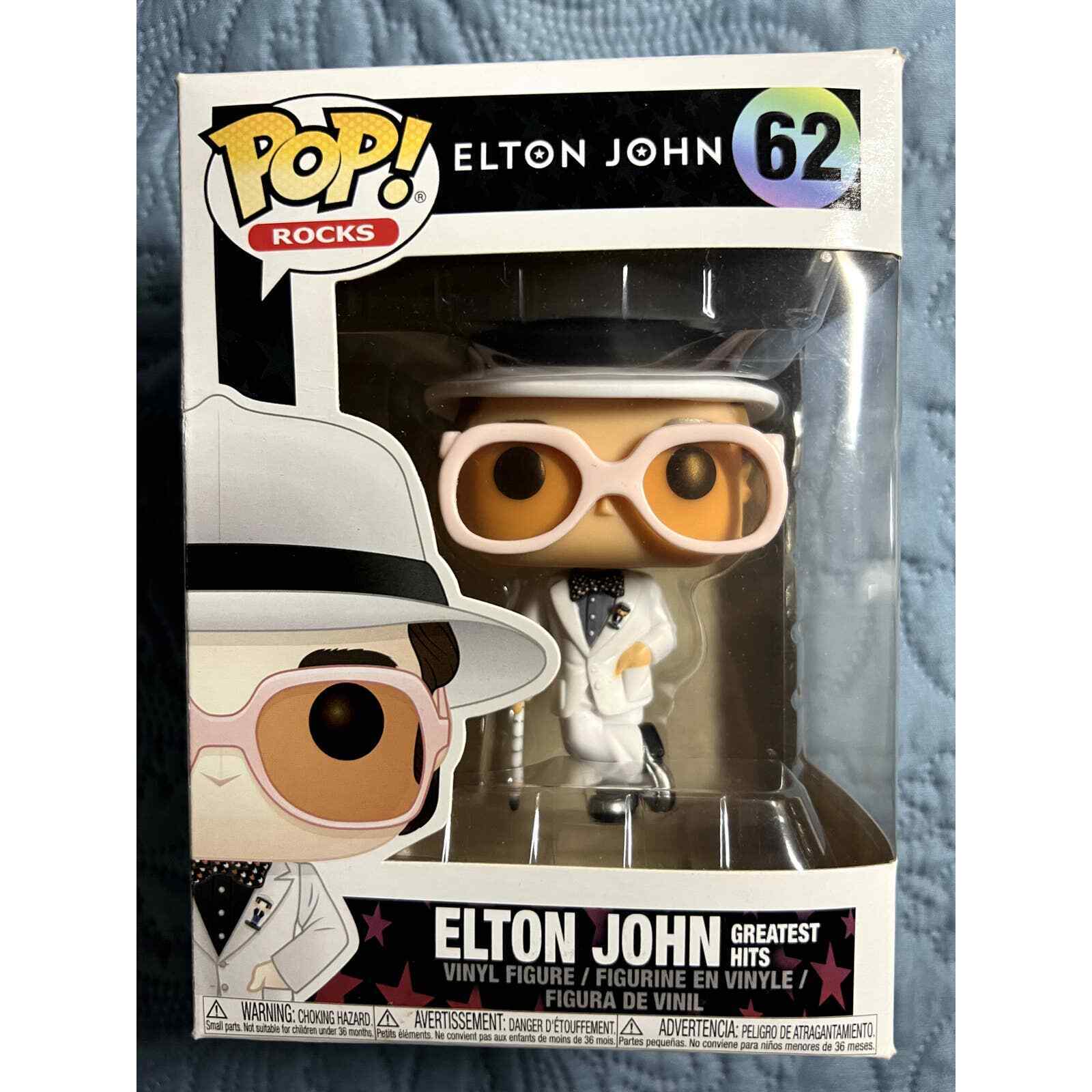Funko POP Rocks Elton John (Greatest Hits) #62 Vinyl Figure White Hat Cane #62