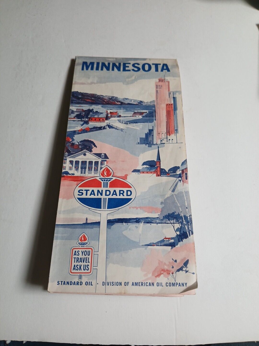 Vintage Road Map Minnesota 1960 Census Standard Gas Oil 