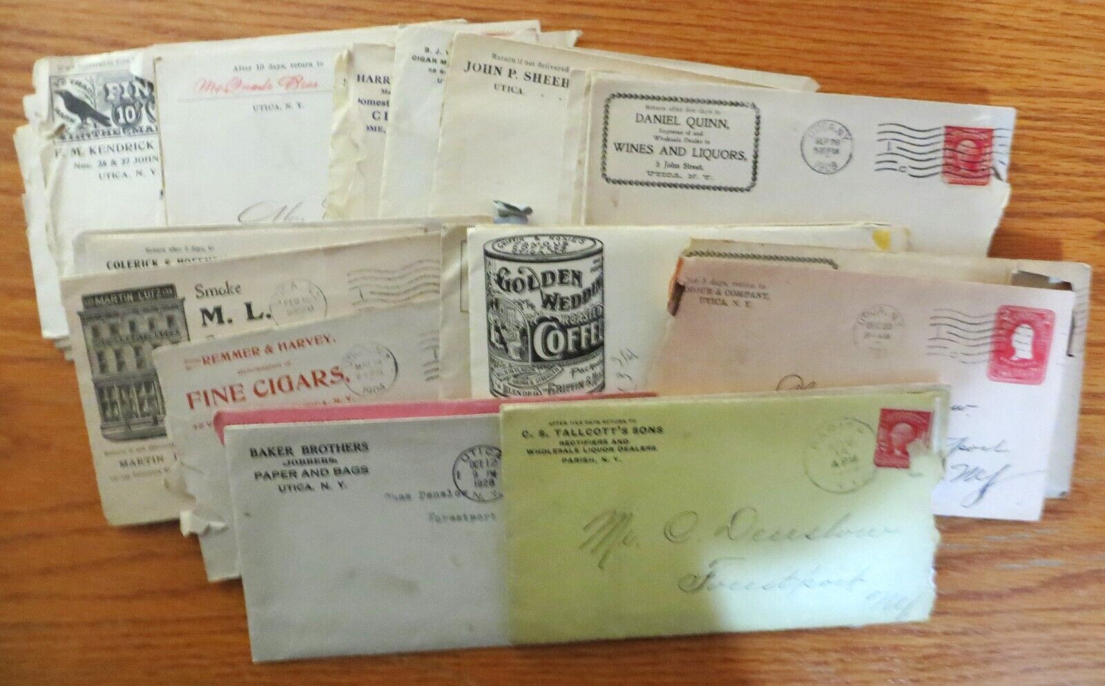Early 1900's Invoices On Letterheads From Central N. Y. With Original Envelopes