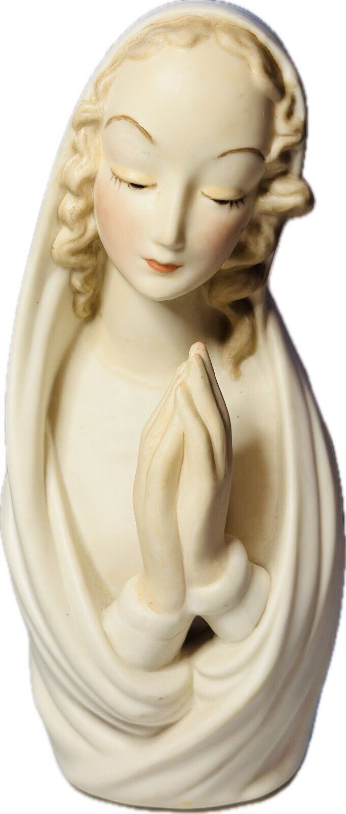 VTG 1960 Porcelain Madonna Praying Mary Figurine 8.5” Signed AP 