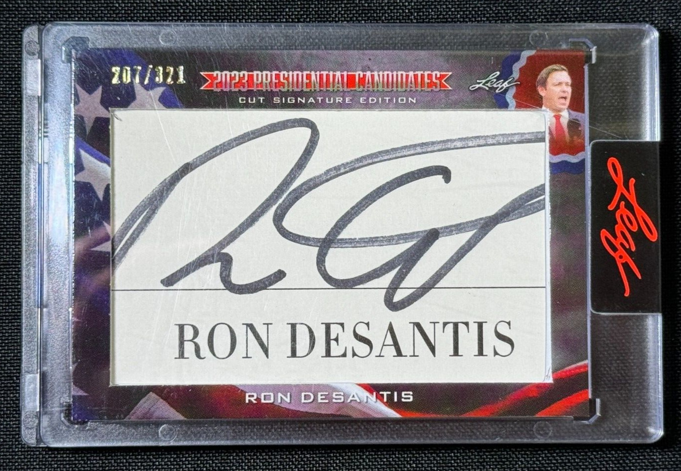Ron DeSantis 2023 Leaf Presidential Candidates Cut Signature Edition Auto #/321