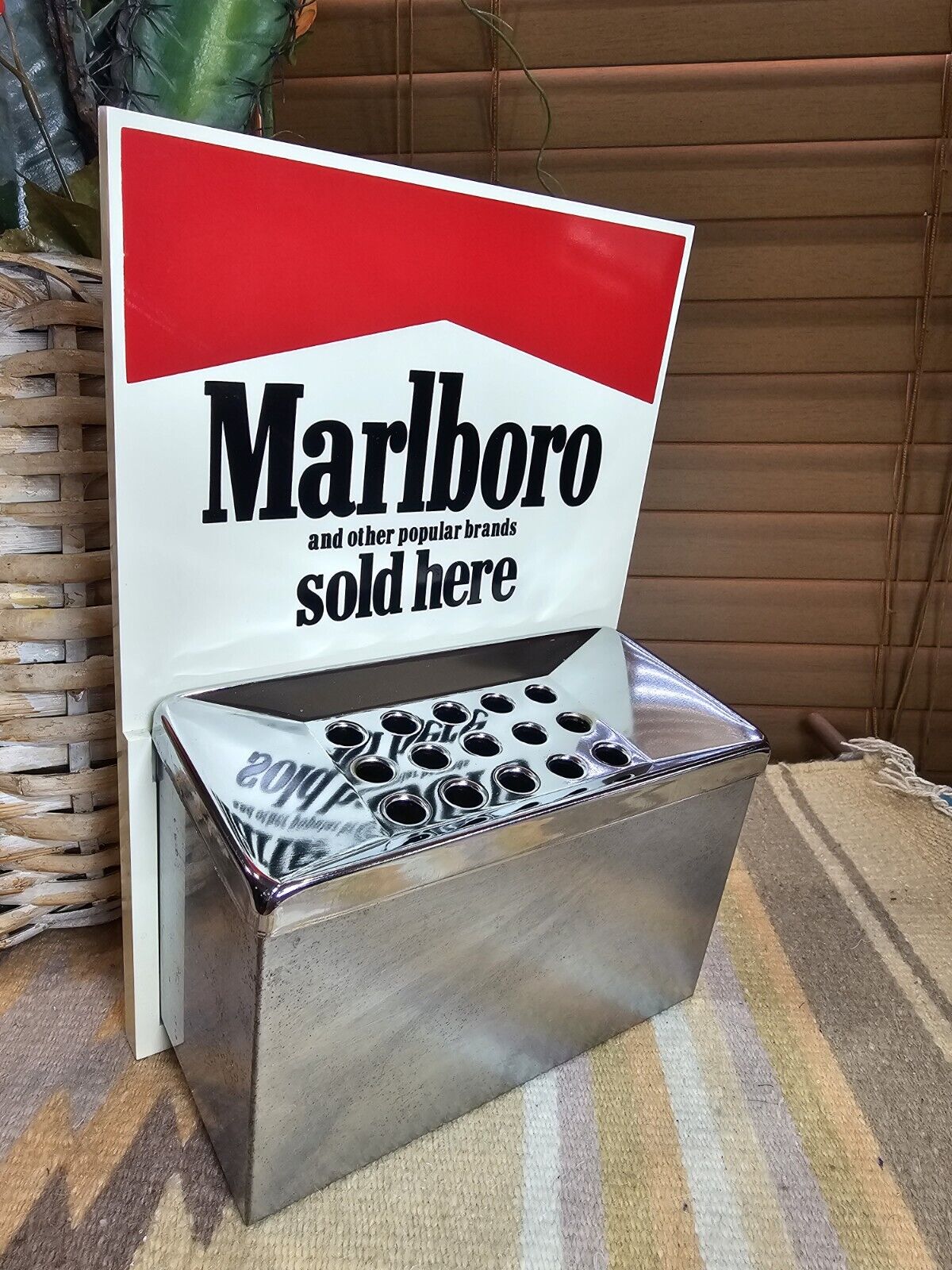 1980 Vintage Vendor Marlboro Sold Here  Hanging Chrome Ashtray