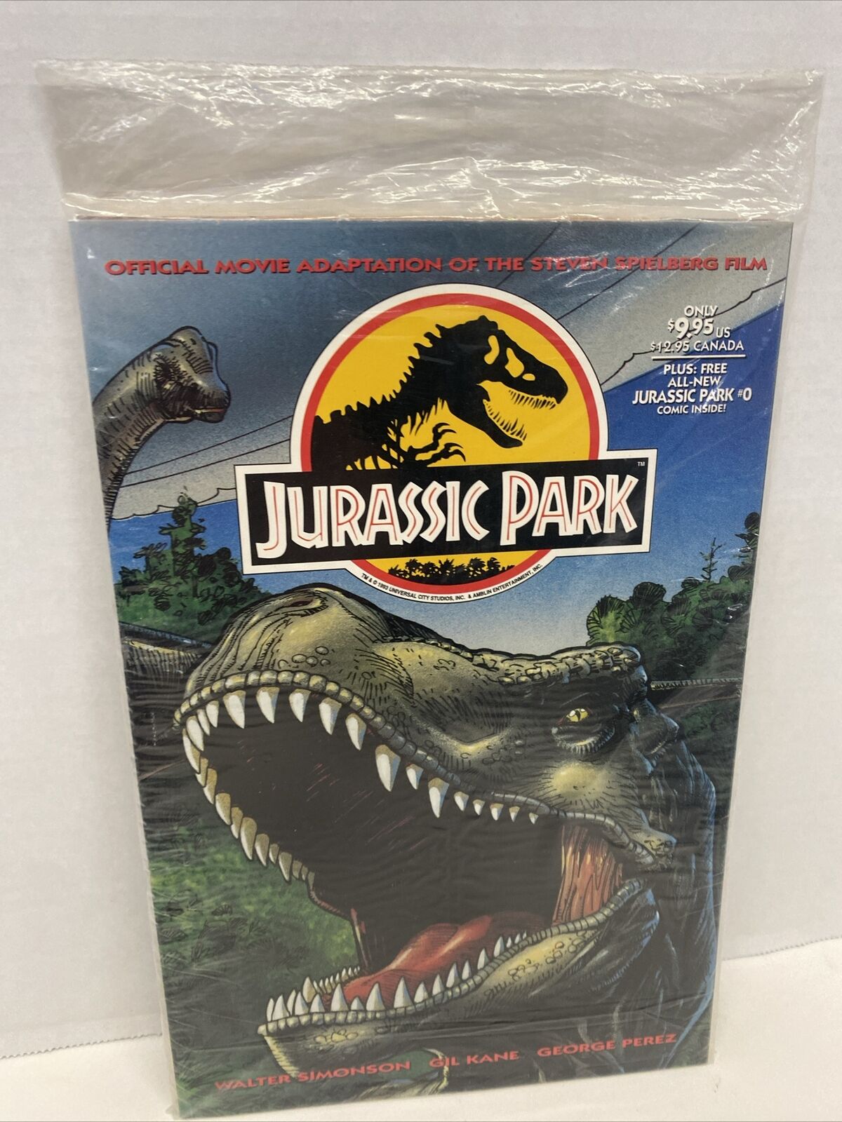 Jurassic Park Official Movie Adaptation Trade Paperback + #0 Polybag Sealed - NM