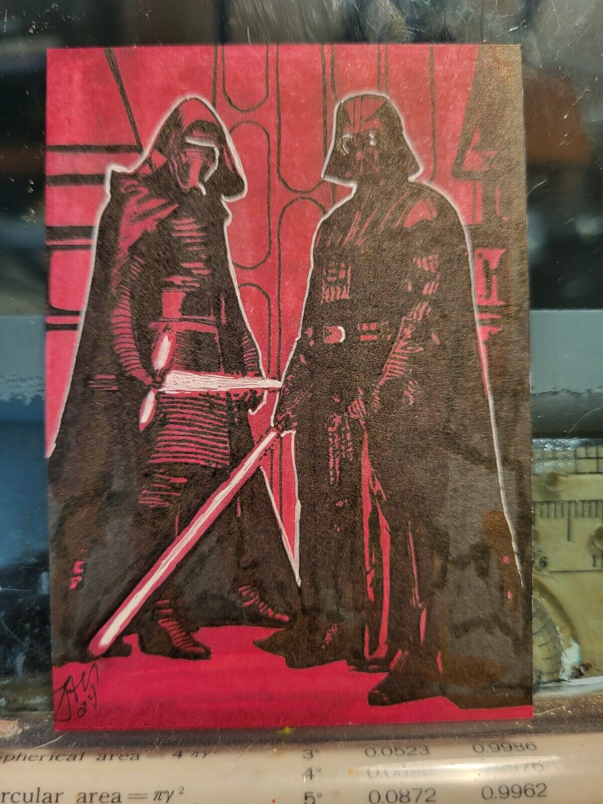 Darth Vader & Kylo Ren PSC Hand Drawn 1/1 Sketch Card signed by Todd Mulrooney