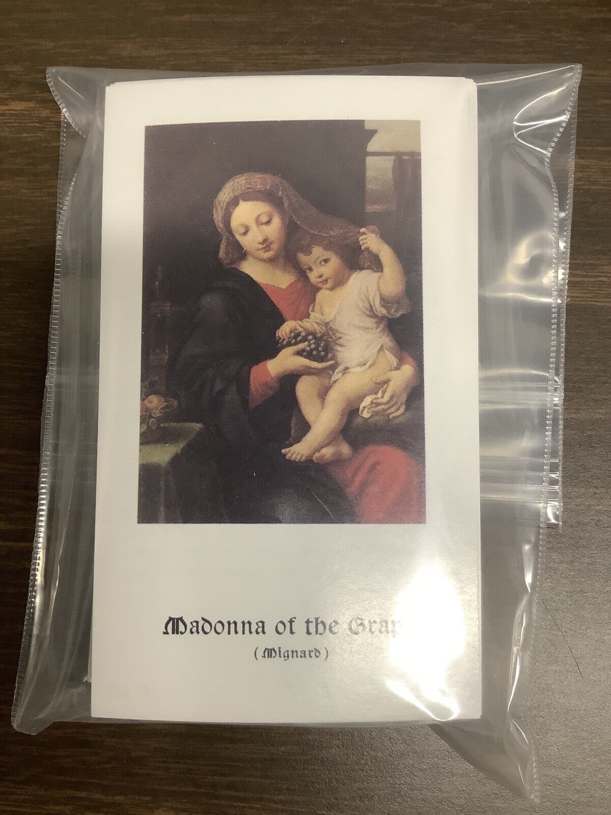 JB8005P Madonna Of The Grapes Paper Holy Card Pack of 100 Pieces