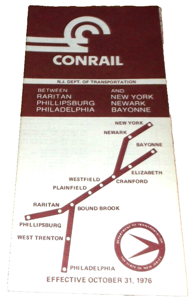 OCTOBER 1976 CONRAIL RARITAN VALLEY LINE PHILLIPSBURG SERVICE PUBLIC TIMETABLE