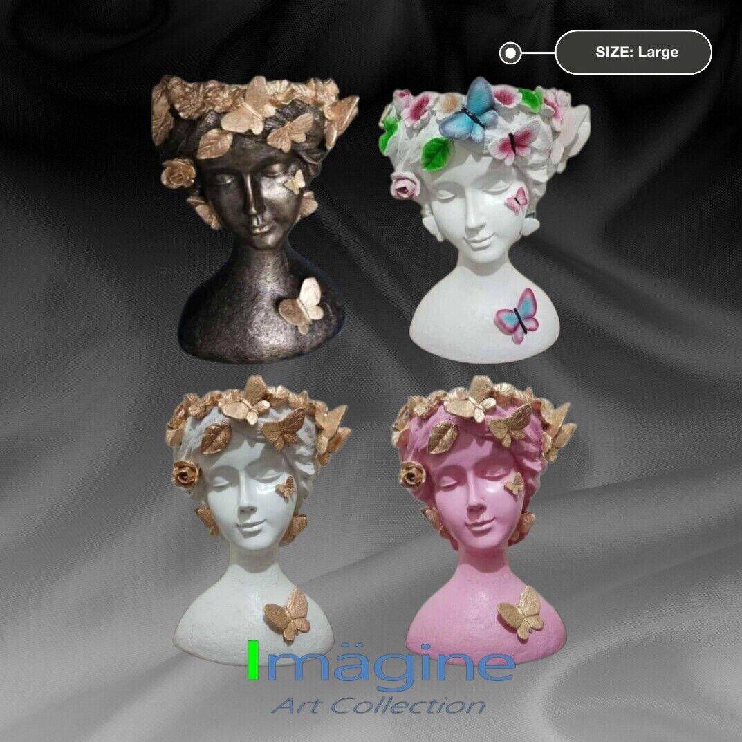 Flower Crown Pots Stonecast Sculpture for Home Décor, Garden Décor, Designer Pot
