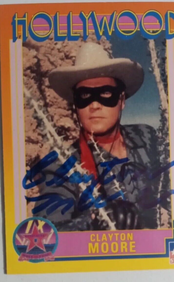 Clayton Moore LONE RANGER AUTOGRAPH Hand Signed Starline Hollywood Trading Card