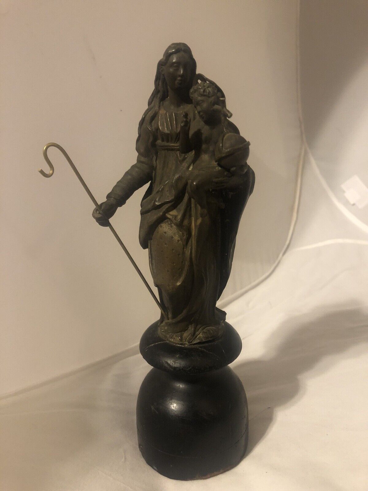 Rare 17th Century European Bronze Statue Madonna Christ Child Catholic Relic Old