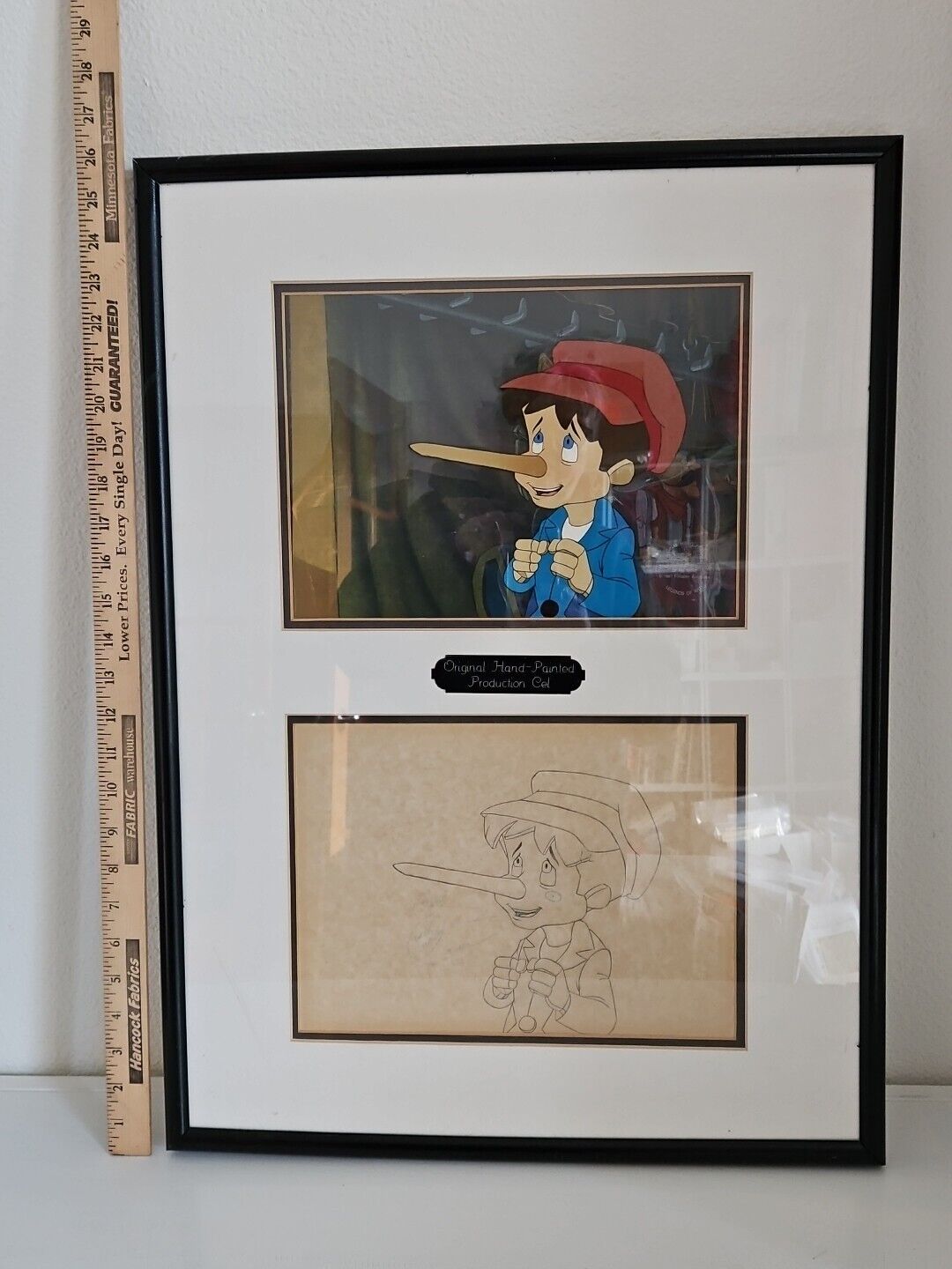 1987 Original Hand Painted Production Cel Drawing PINOCCHIO AND EMPEROR Cartoon