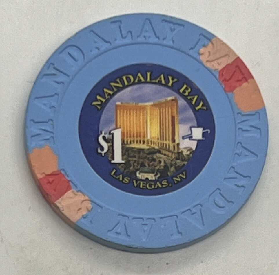 Old $1 MANDALAY BAY Hotel Casino Poker Chip Vintage House Mold Las Vegas NV 1999 