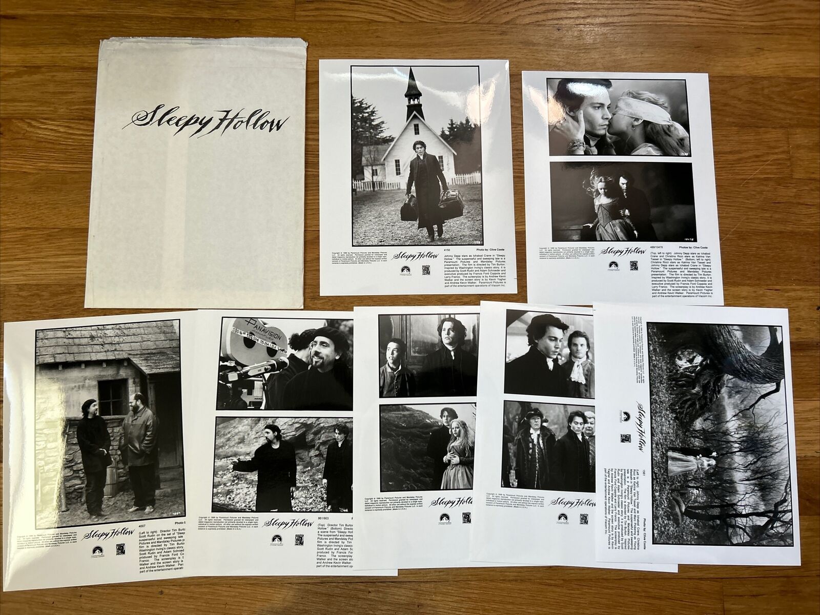 1999 Sleepy Hollow Press Photo Set of 7 -  Christina Ricci Johnny Depp BW Horror