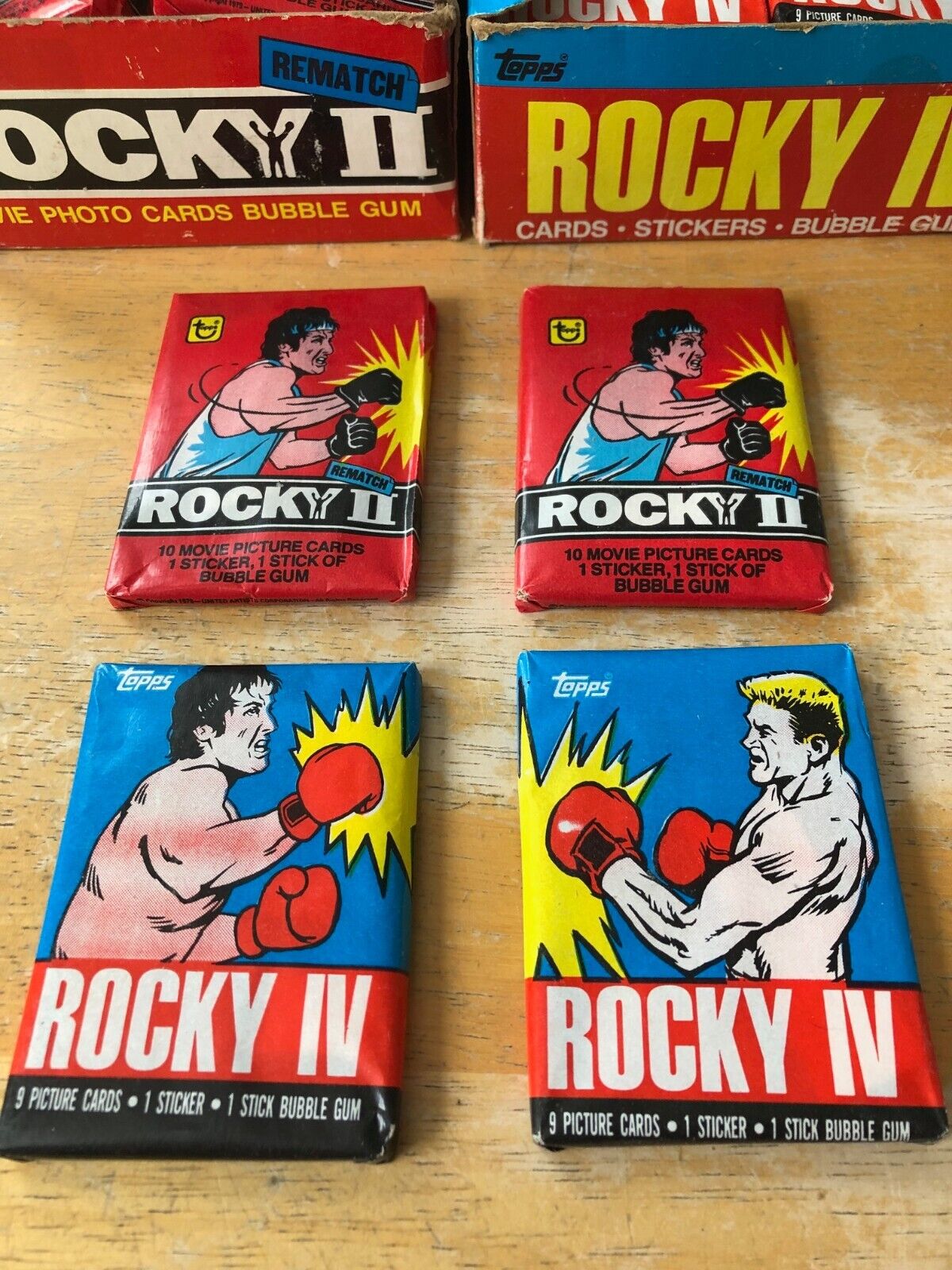 TOPPS ROCKY PACK LOT OF FOUR 1979 ROCKY II & 1985 ROCKY IV- 2 PACKS EACH