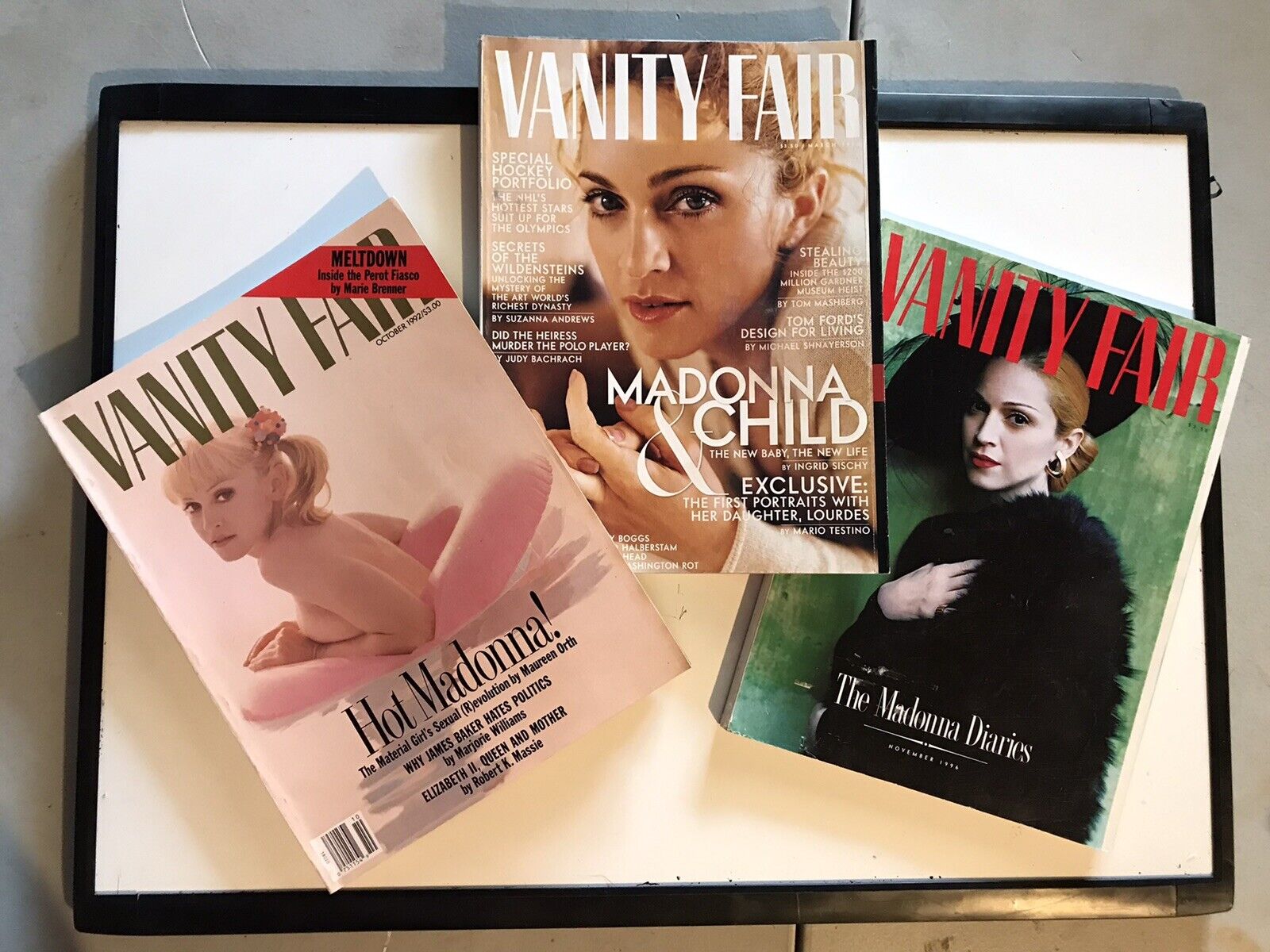 Vanity Fair Magazines w/MADONNA on the Covers (3) *MINT CONDITION* 1992, 96, 98