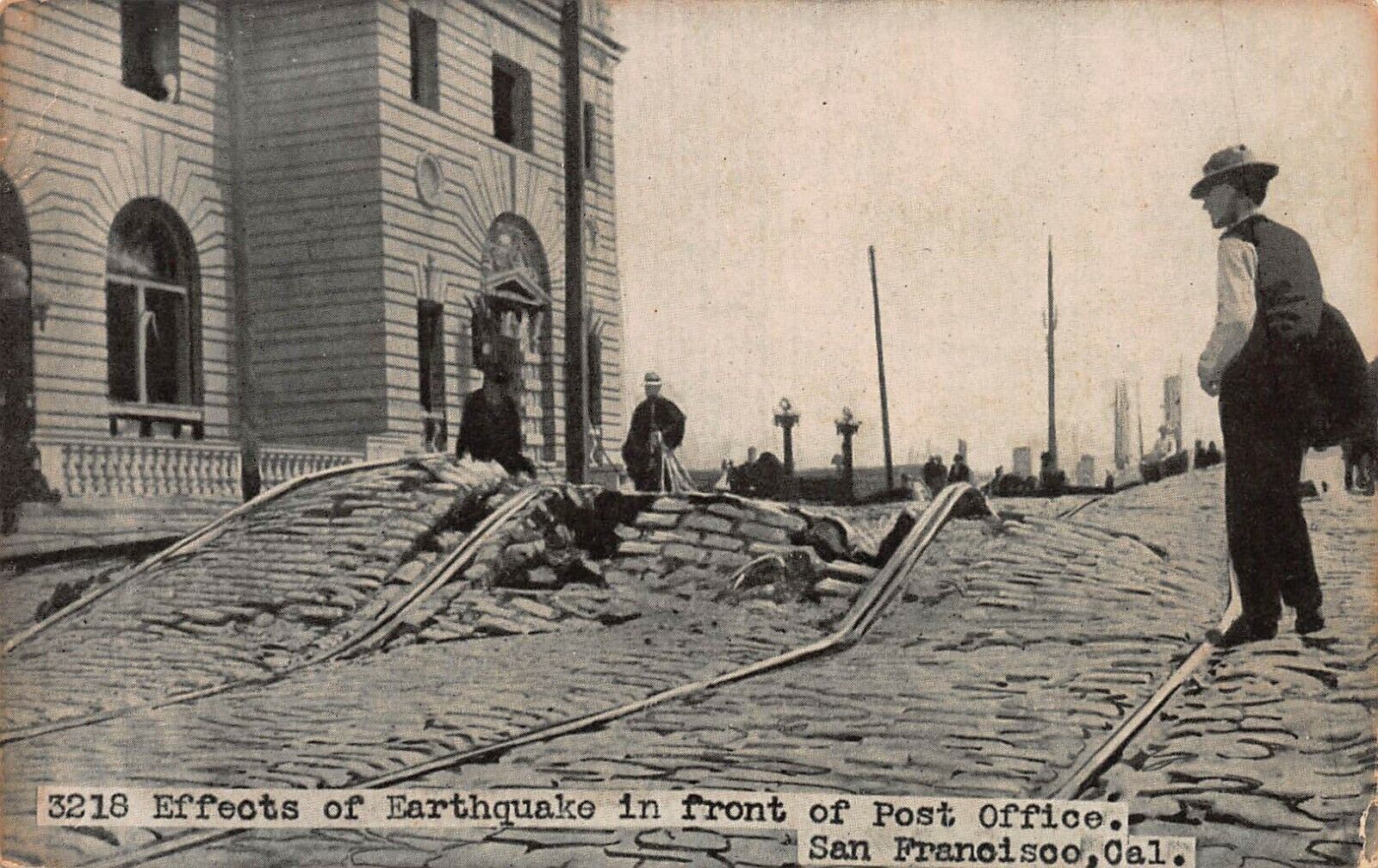 Effects of Earthquake in Front of Post Office, San Francisco, CA., 1906 Postcard