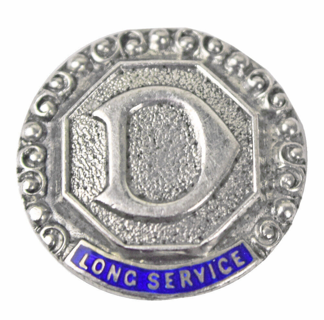 Vintage Old Dunlop Company 1961 Long Service Silver & Enamel Lapel Badge