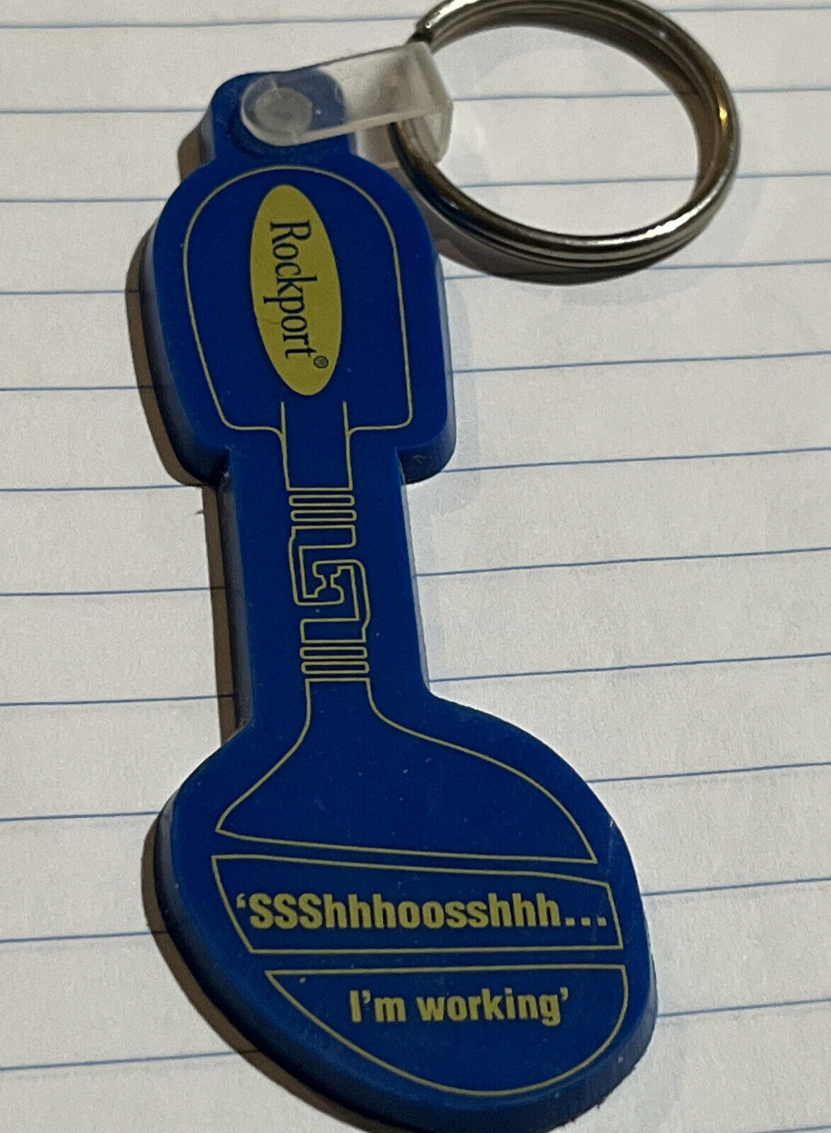 Rockport Shoes DMX Keychain Key Ring Blue With Yellow Writing Collectible New