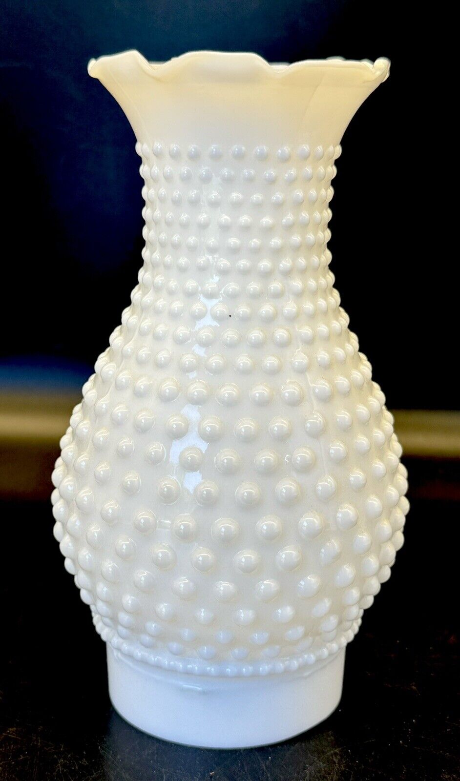 Vintage 60\'s Hurricane Oil Lamp Chimney HOBNAIL 7” Tall  Milk Glass White 3\