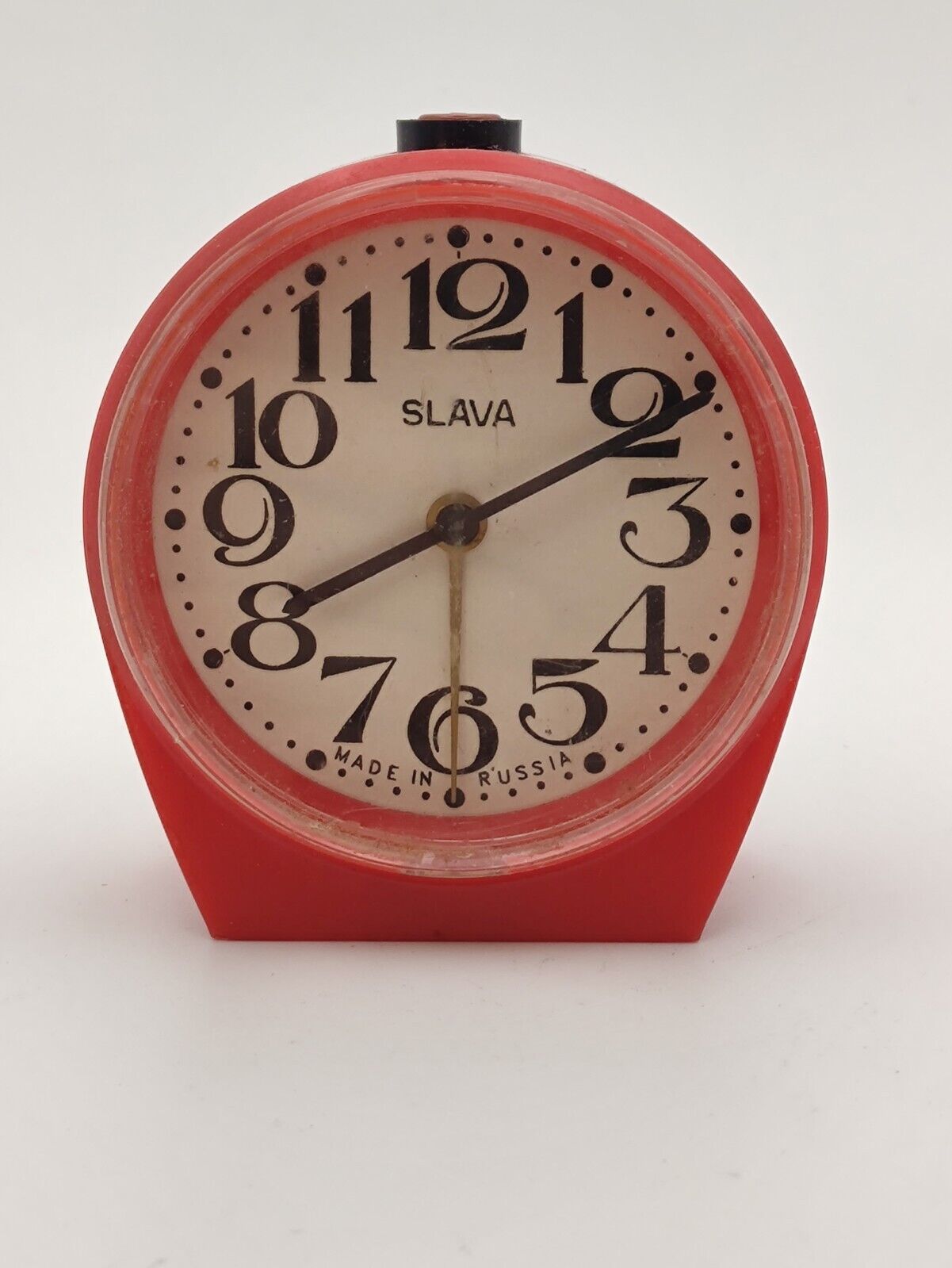 Vintage Alarm Clock Slava Plastic Case Mechanical