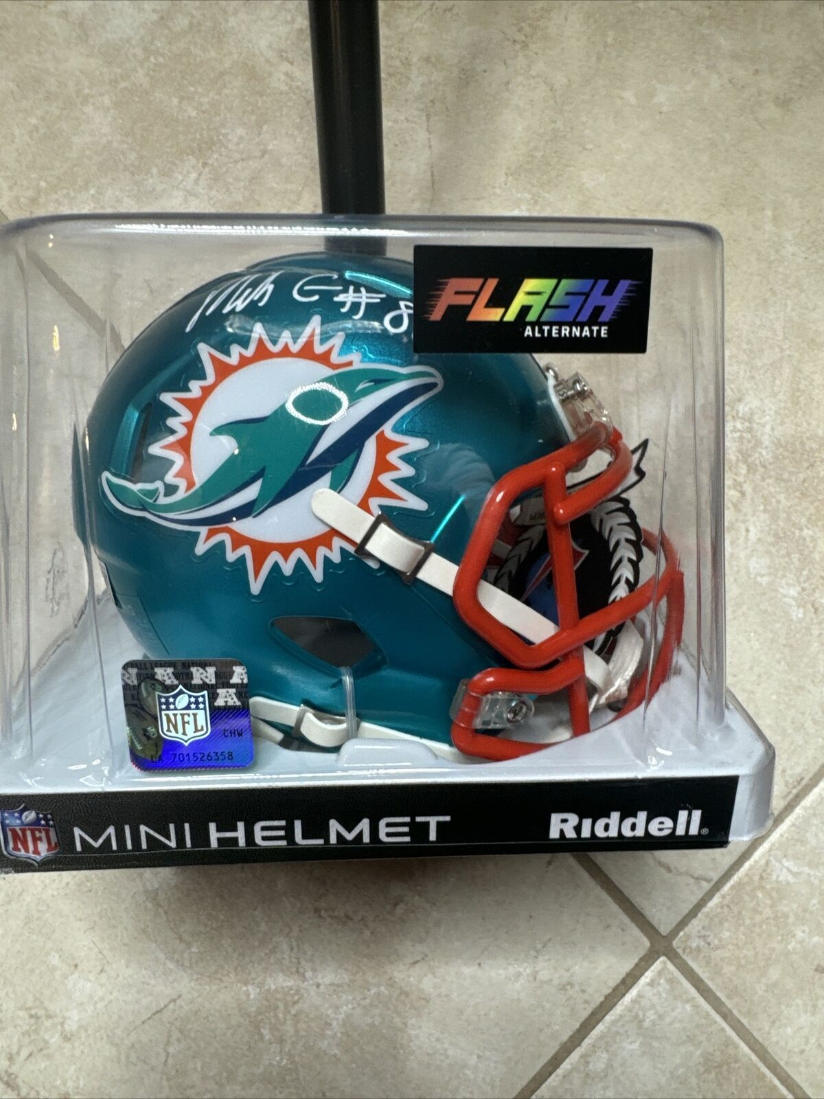 Mike Gesicki Autographed Miami Dolphins Flash Speed Mini Helmet-Beckett W Holo