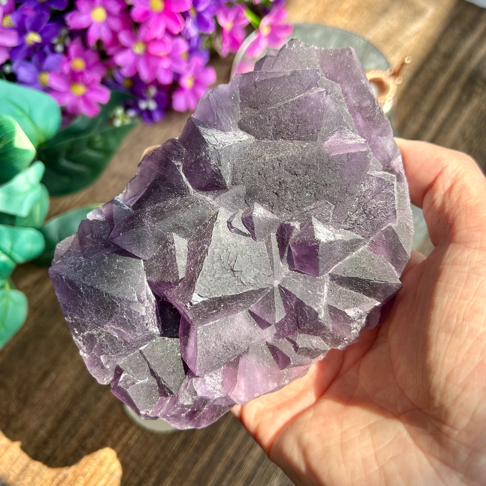 810g Rare deep purple fluorite mineral crystal specimen/China