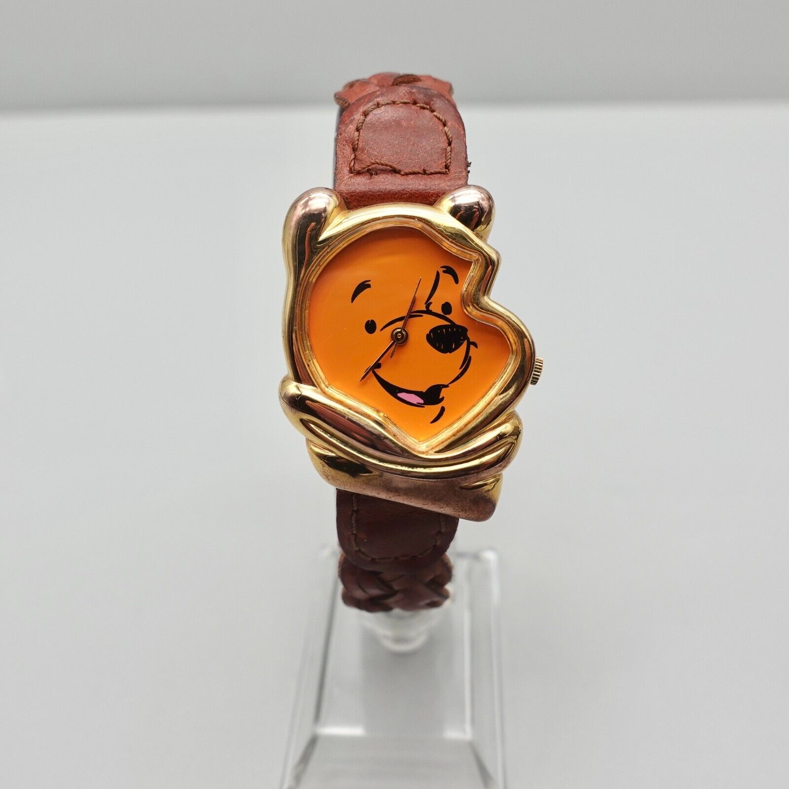 Disney Timex Watch Winnie The Pooh Face Dial Brown Leather Band NEW BATTERY