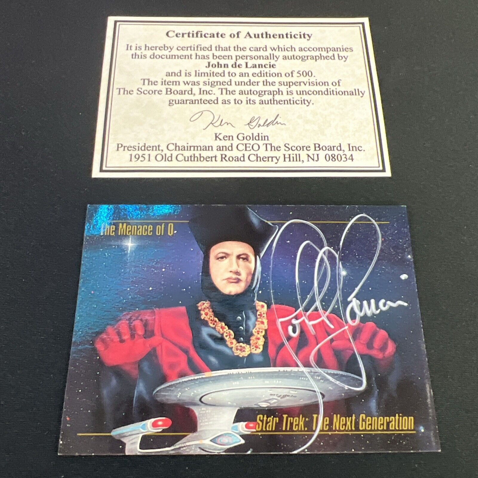 John De Lancie Autographed Card 1996 Star Trek Skybox Master Series Limited