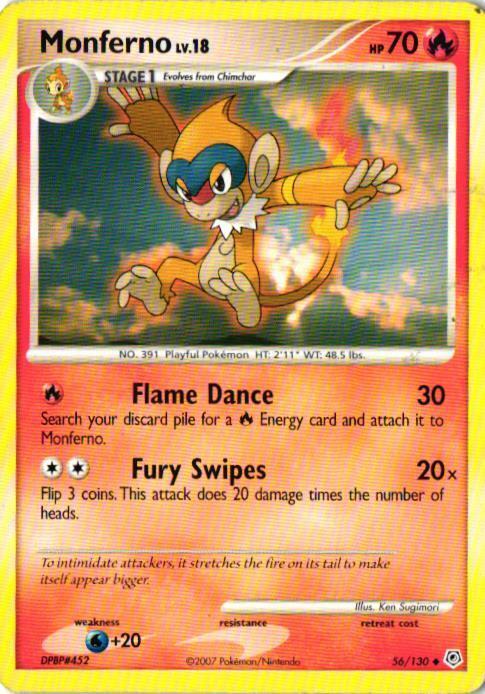 2007 Pokemon Card Monferno 56/130