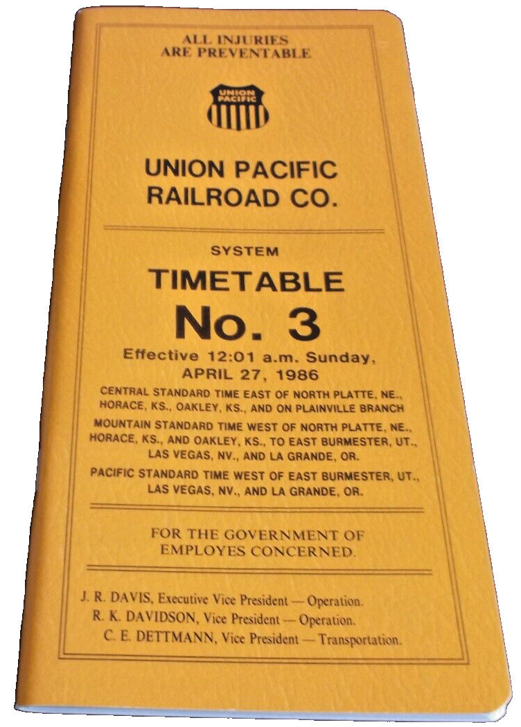 APRIL 1986 UNION PACIFIC SYSTEM EMPLOYEE TIMETABLE #3